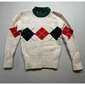 Vintage Ralph Lauren 100% Wool Argyle Knit Sweater